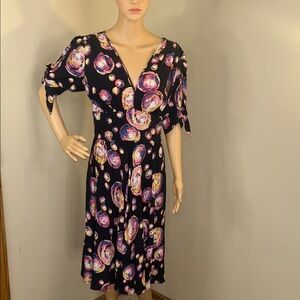 Trashy Diva Black Midi Dress with Pink and Purple Patterns